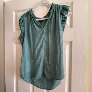 Current Air Teal Green Pleated Sleeve Blouse - Size Medium